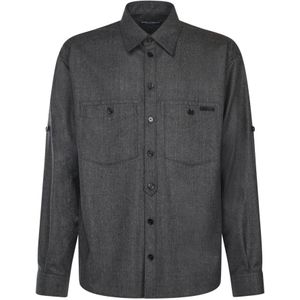 Dolce & Gabbana, Heren, Overhemden, Grijs, Maat: 3XS Katoen,
