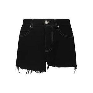 Pinko Zwarte Katoenen Shorts met Geborduurd Ontwerp , Black , Dames , Maat: W29