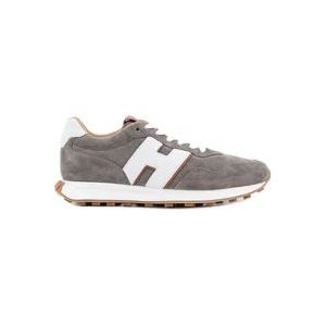 Hogan Suede sneakers met logo patch , Gray , Heren , Maat: 45 EU