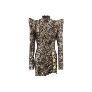 Balmain Structured dress with sequin embroidery , Yellow , Dames , Maat: S