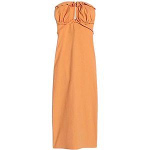 Jacquemus Gestructureerde Midi Jurk met Open Rug , Orange , Dames , Maat: S