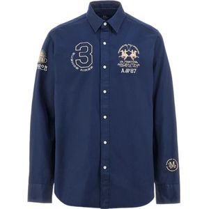 La Martina, Heren, Overhemden, Blauw, Maat: M Katoen,