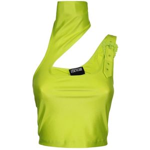 Versace Jeans Couture, Dames, Tops, Groen, Maat: M Polyamide,