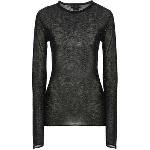 Pinko - Zwarte Wollen Trui - Dames - Met Pailletten