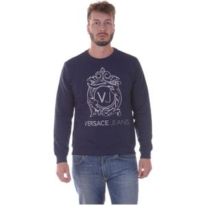 Versace Jeans Couture, Heren, Sweatshirts & Hoodies, Blauw, Maat: L Katoen,