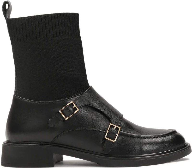 Kazar - Zwarte Laarzen met Sokbovenkant - Dames - Leer