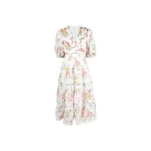 Zimmermann Bloemenprint Geplooide Jurk , White , Dames , Maat: S