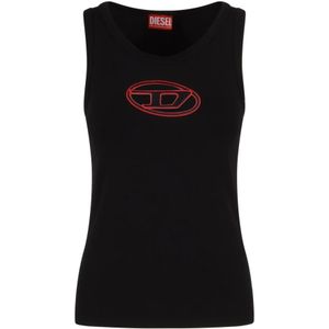 Diesel, Dames, Tops, Zwart, Maat: S Katoen,