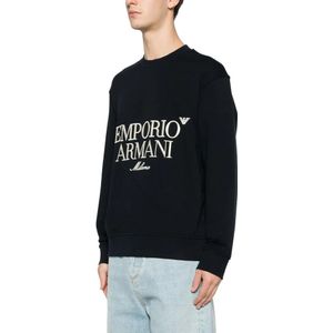 Emporio Armani, Heren, Sweatshirts & Hoodies, Blauw, Maat: L Jersey,