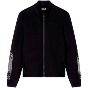 Emporio Armani Ea7, Dames, Sweatshirts & Hoodies, Zwart, Maat: 2XL Katoen,