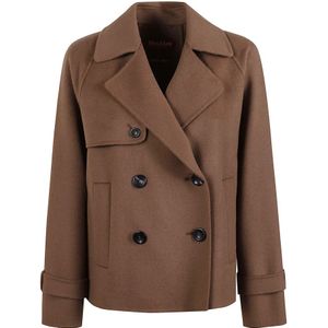 Max Mara Studio, Dames, Mantels, Bruin, Maat: 3XS Kasjmier,