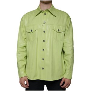 Dolce & Gabbana, Heren, Overhemden, Groen, Maat: M Katoen,