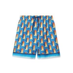 Casablanca Multikleurige zijden twill shorts , Blue , Heren , Maat: S