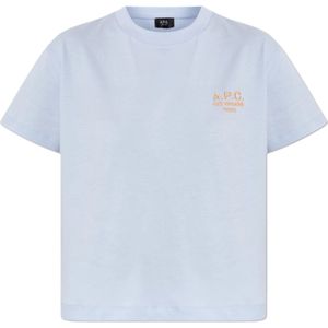 A.p.c. - T-Shirt - Lichtblauw - Katoen - Geborduurd Logo