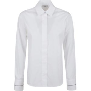 Peserico, Dames, Blouses & Shirts, Wit, Maat: S Katoen,
