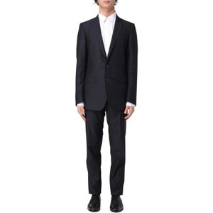 Dolce & Gabbana, Heren, Pakken, Blauw, Maat: 2XL Tweed,