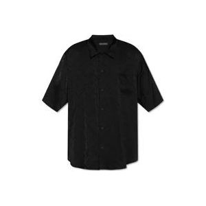 Balenciaga Satijnen shirt met logo , Black , Heren , Maat: M