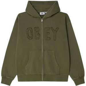 Obey, Heren, Sweatshirts & Hoodies, Groen, Maat: L Katoen,
