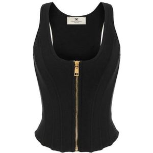 Elisabetta Franchi, Dames, Tops, Zwart, Maat: XS Wol,