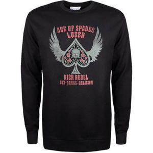 John Richmond - Sweatvest - Zwart - Katoen - Eenvoudige Blouse met Ronde Hals en Versierde Print