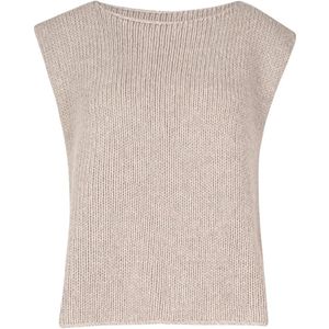 Alysi - Gilet - Beige - Wol en Cashmere - Mouwloos - Rechte Snit