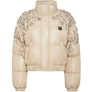 Philipp Plein, Dames, Jassen, Beige, Maat: S Leer,
