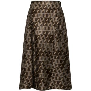 Fendi Fango en Tabak Rok , Brown , Dames , Maat: 2XS