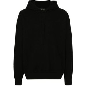Roberto Collina, Heren, Sweatshirts & Hoodies, Zwart, Maat: L Wol,