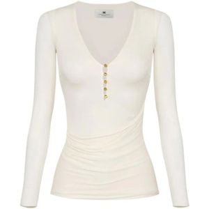 Elisabetta Franchi, Dames, Tops, Beige, Maat: S Jersey,