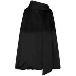 Neo Noir, Dames, Tops, Zwart, Maat: L Satijn,