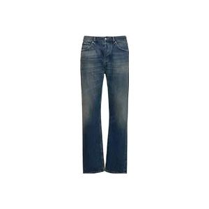 Burberry Katoenen Jeans met Leren Logo Patch , Blue , Heren , Maat: W34