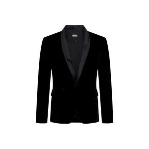 Dsquared2 Zwart Fluweel Tuxedo Blazer Aw24 , Black , Heren , Maat: XL