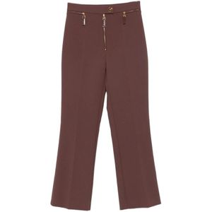 Elisabetta Franchi, Dames, Broeken, Bruin, Maat: S Leer,