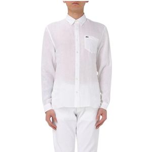 Lacoste, Heren, Overhemden, Wit, Maat: 2XL Linnen,