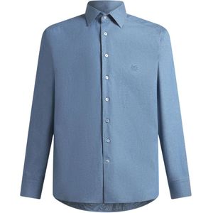 Etro, Heren, Overhemden, Blauw, Maat: M Katoen,