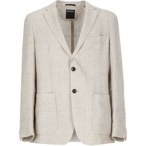 Zegna, Heren, Jassen, Beige, Maat: M Linnen,