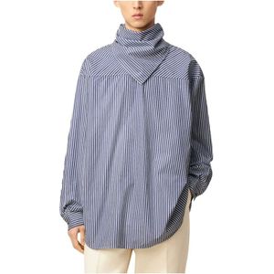 Ami Paris, Dames, Blouses & Shirts, Blauw, Maat: 2XS Katoen,