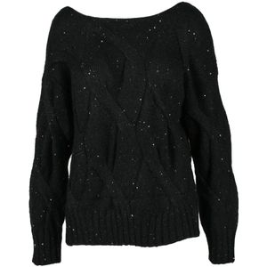 Alpha Studio, Dames, Truien, Zwart, Maat: S Mohair,