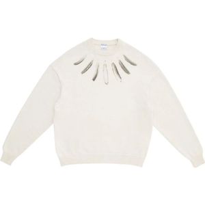 Marcelo Burlon, Heren, Truien, Wit, Maat: XL Katoen,