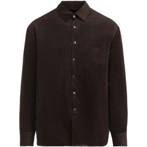 Prada, Heren, Overhemden, Bruin, Maat: M Corduroy,