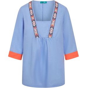 TOOche, Dames, Blouses & Shirts, Blauw, Maat: S Linnen,