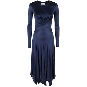 Elisabetta Franchi, Dames, Jurken, Blauw, Maat: L Jersey,