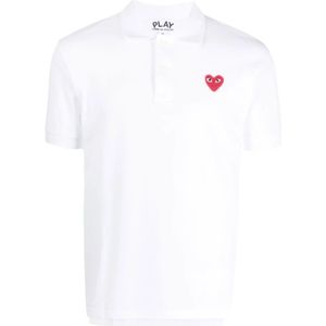 Comme des Garçons Play, Heren, Tops, Wit, Maat: 2XL Piqué,