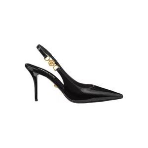 Versace Zwarte Sandalen voor Dames , Black , Dames , Maat: 36 1/2 EU
