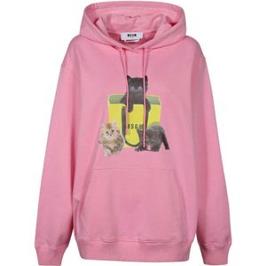 Msgm, Dames, Sweatshirts & Hoodies, Roze, Maat: XS Katoen,