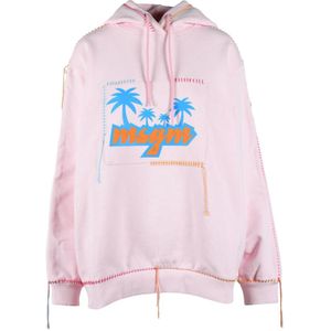 Msgm, Dames, Sweatshirts & Hoodies, Roze, Maat: L Katoen,