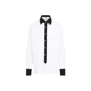 Prada Witte Katoenen Overhemd met Zwarte Accenten , White , Heren , Maat: L