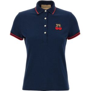 Valentino Garavani, Dames, Tops, Blauw, Maat: S Katoen,