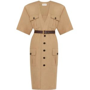 Saint Laurent, Dames, Jurken, Beige, Maat: M Katoen,