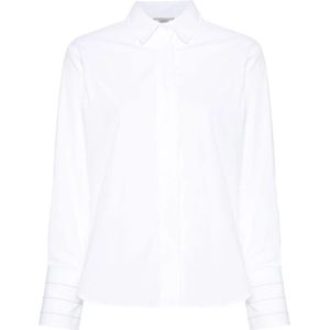 Peserico, Dames, Blouses & Shirts, Wit, Maat: S Katoen,